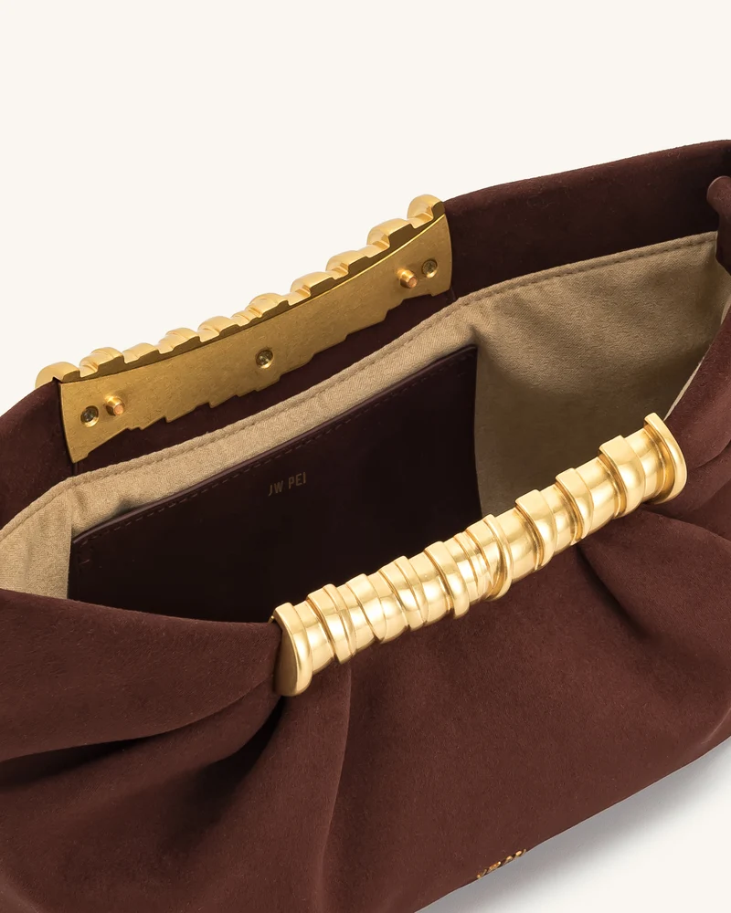 Leia Plissierte Clutch - Dunkelbraun