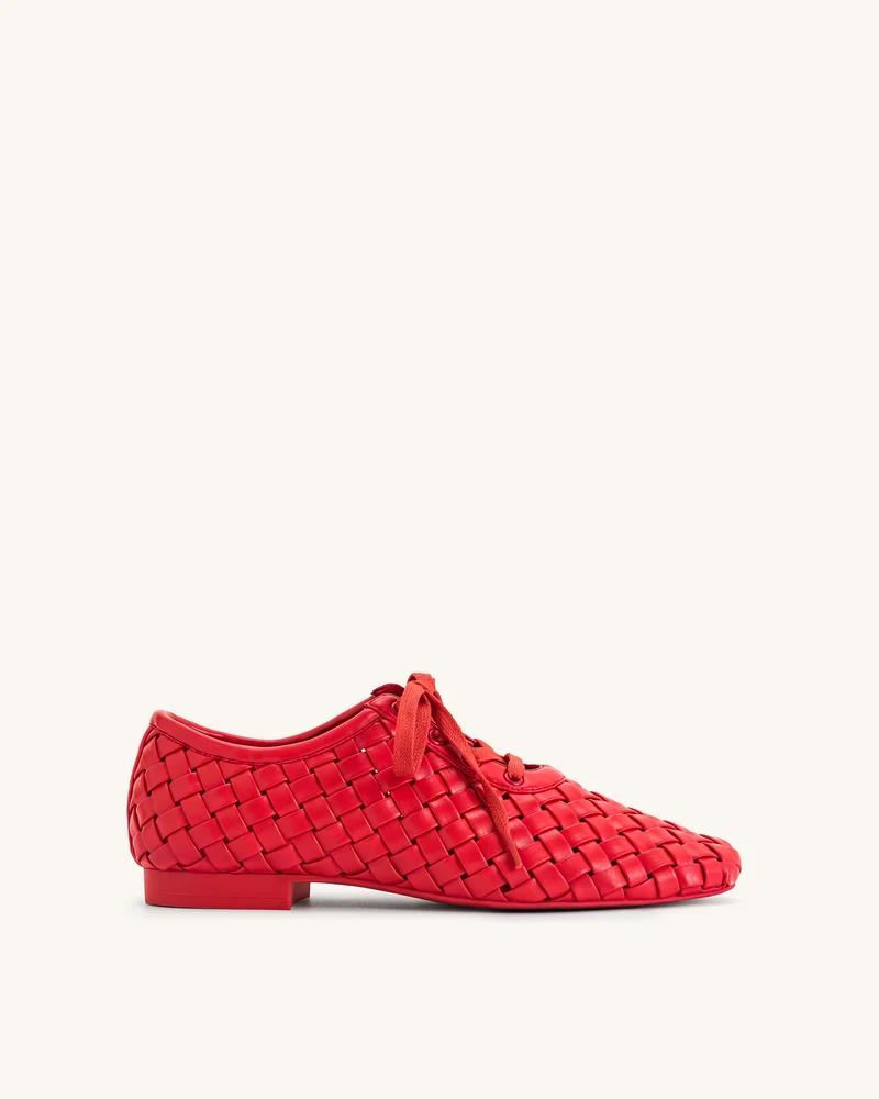 Kayla Geflochtene Riemen-Flatschuhe - Rot