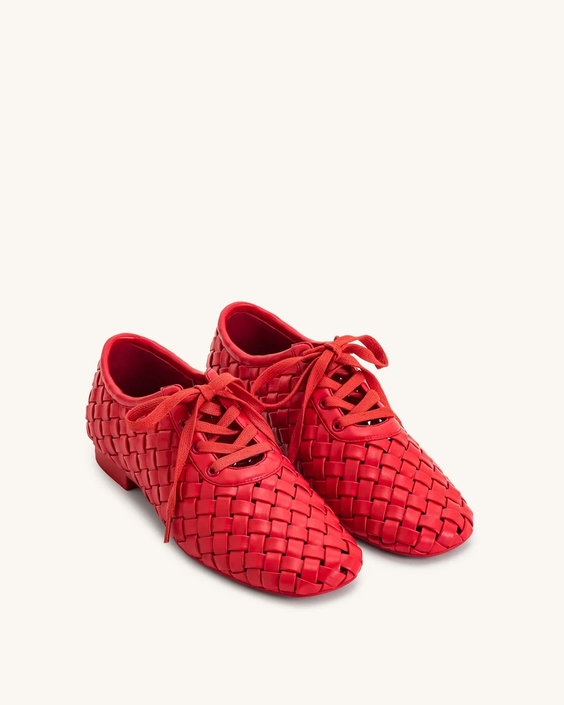 Kayla Geflochtene Riemen-Flatschuhe - Rot