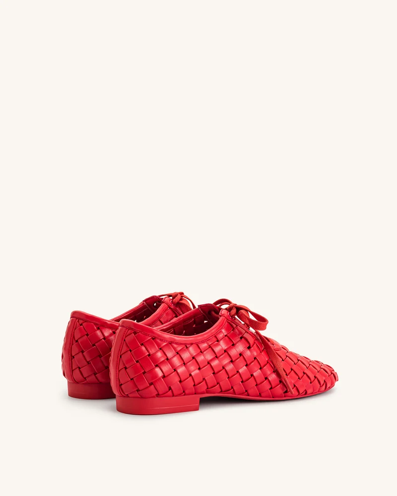 Kayla Geflochtene Riemen-Flatschuhe - Rot