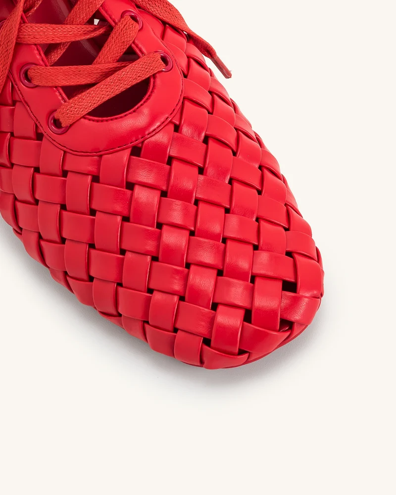 Kayla Geflochtene Riemen-Flatschuhe - Rot
