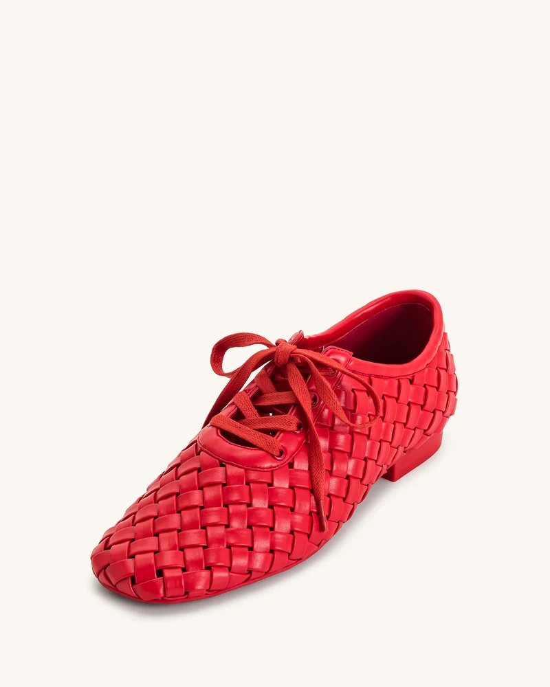 Kayla Geflochtene Riemen-Flatschuhe - Rot