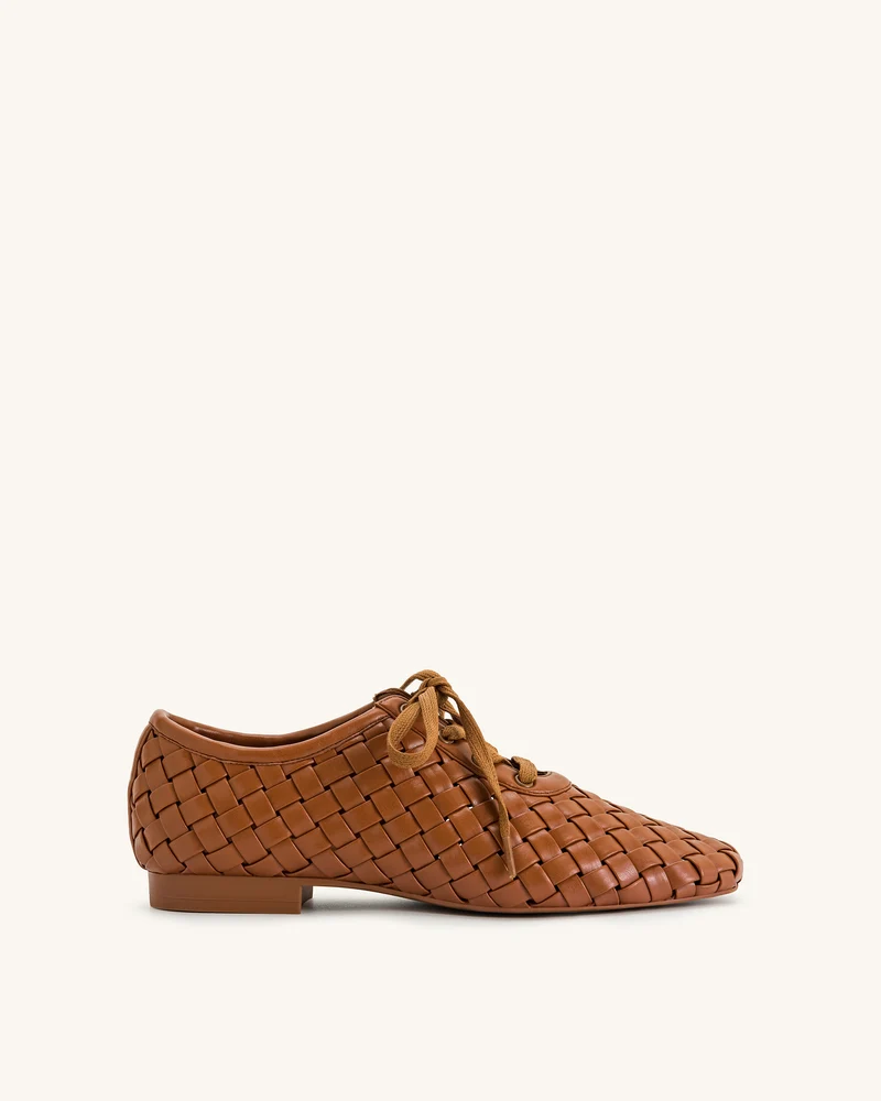 Kayla Geflochtene Riemen-Flatschuhe - Braun