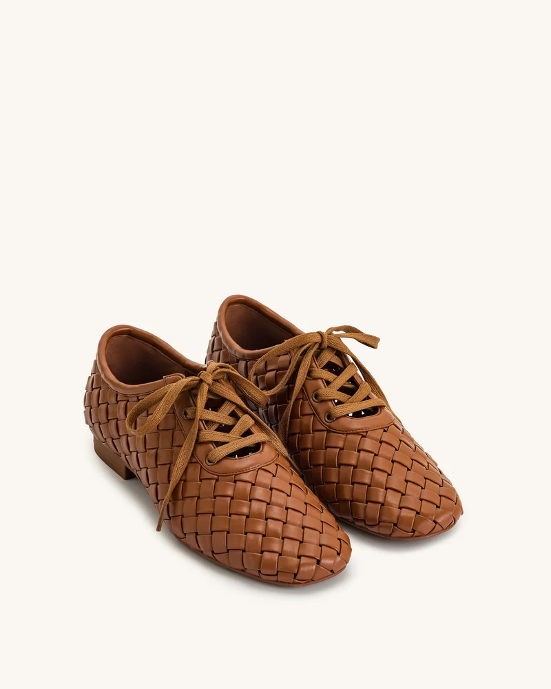 Kayla Geflochtene Riemen-Flatschuhe - Braun
