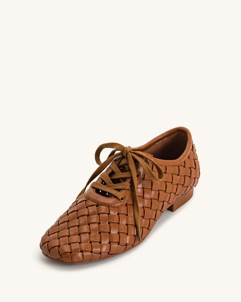 Kayla Geflochtene Riemen-Flatschuhe - Braun