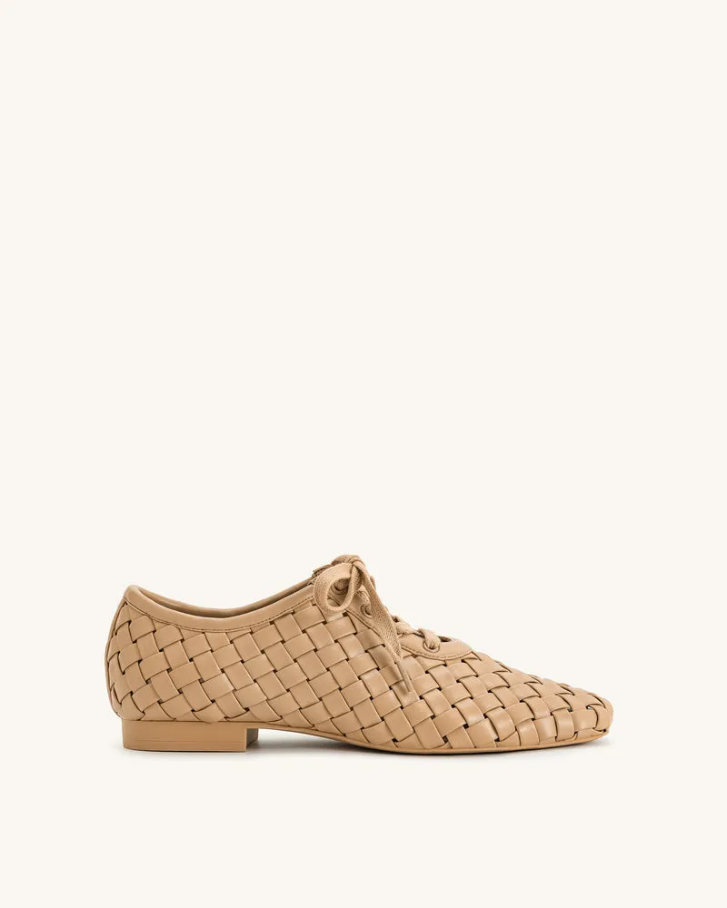 Kayla Geflochtene Riemen-Flatschuhe - Apricot