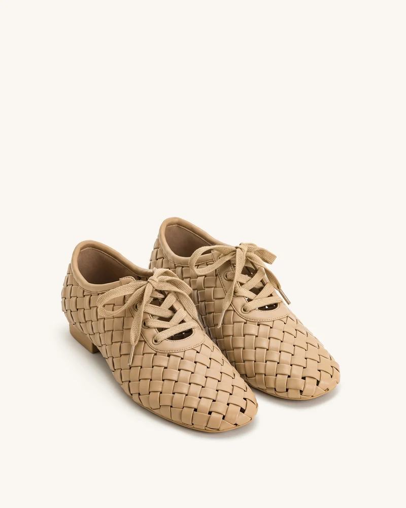 Kayla Geflochtene Riemen-Flatschuhe - Apricot