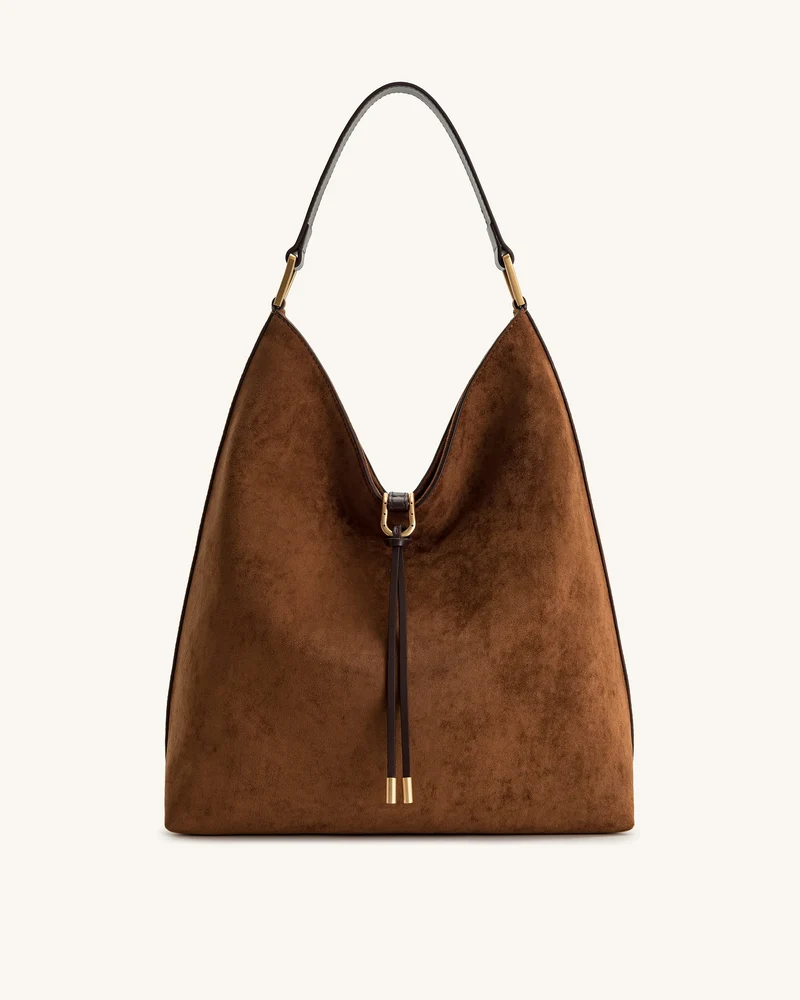 Aria Schultertasche aus Kunstwildleder - Braun