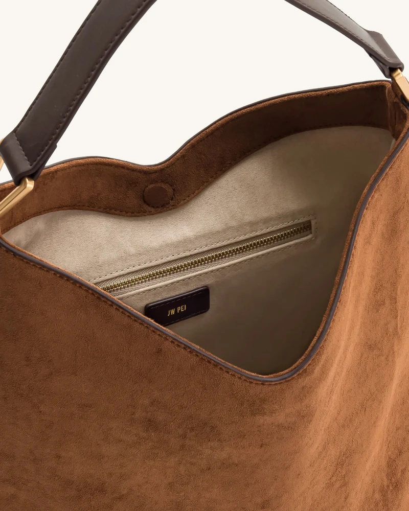 Aria Schultertasche aus Kunstwildleder - Braun