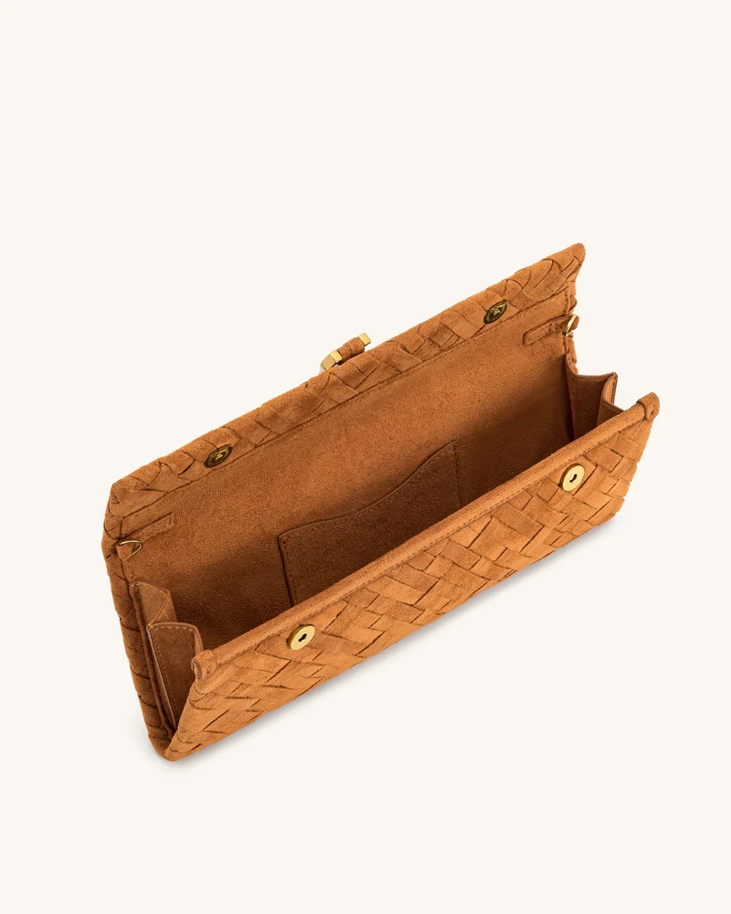 Zaria Woven Clutch - Braun