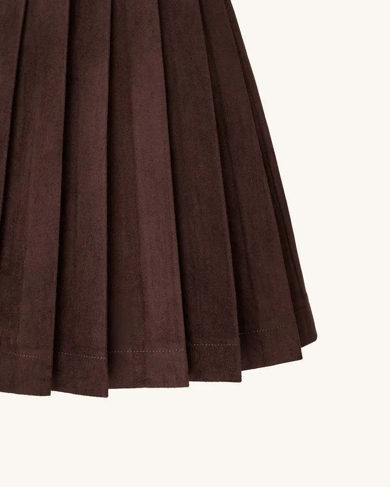Ellie Plissiertes Samtkleid - Schokoladenbraun