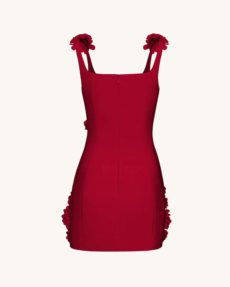 Elaina Mini-Kleid mit Rosetten-Applikation – Rot