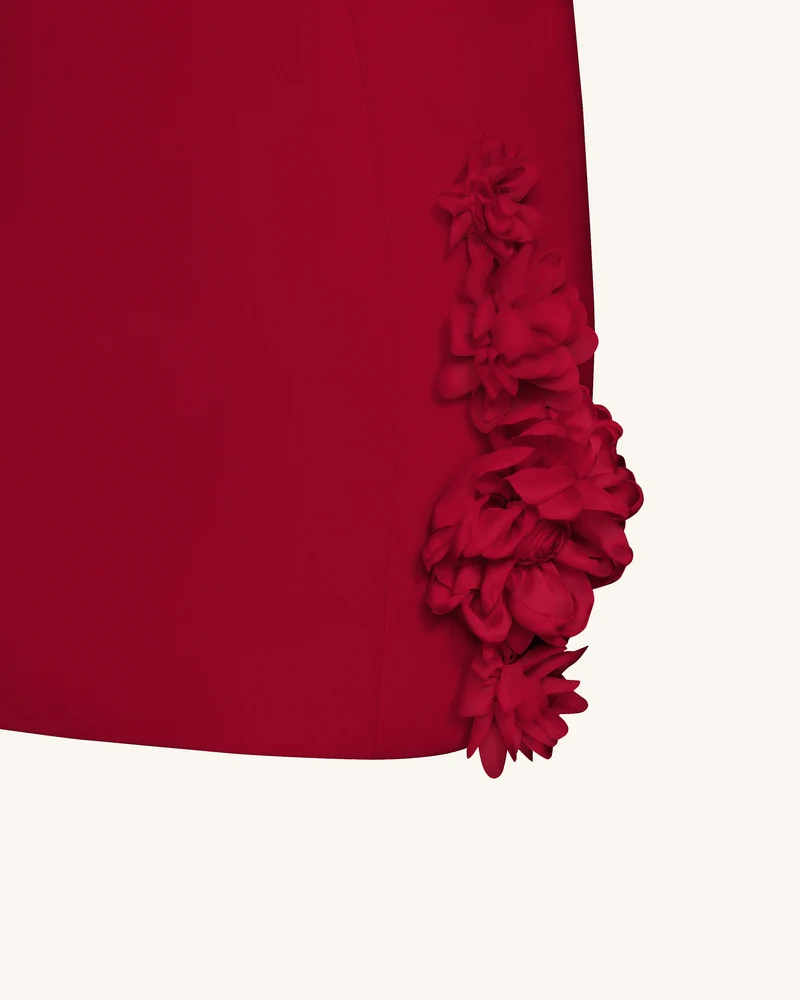 Elaina Mini-Kleid mit Rosetten-Applikation – Rot