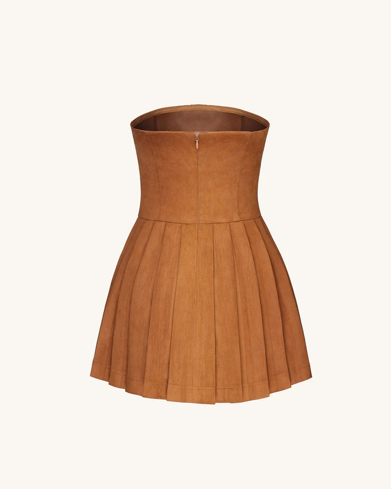 Ellie Plissiertes Samtkleid - Karamell
