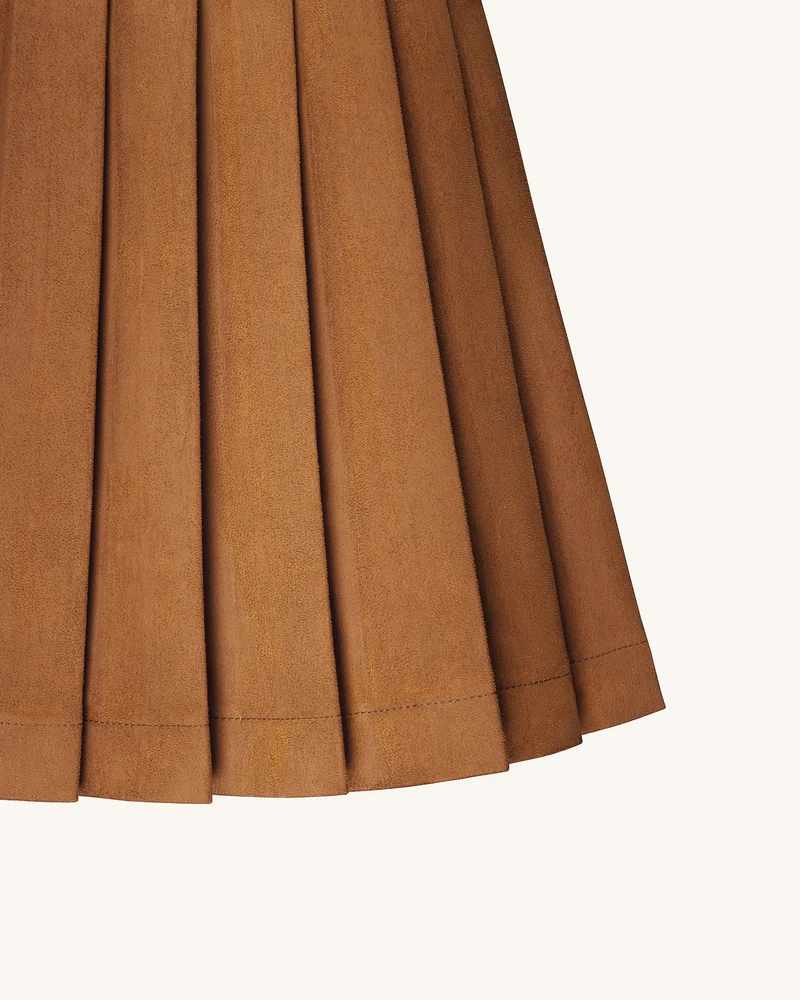 Ellie Plissiertes Samtkleid - Karamell