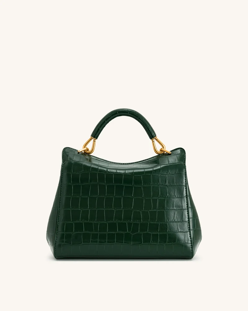 Lucia Klassische Top-Handtasche - Grünes Krokodil-Prägung