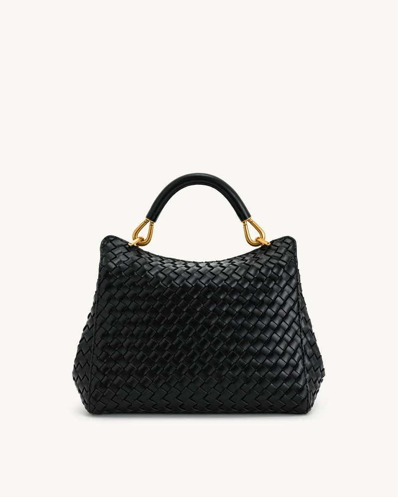 Lucia Klassische Top-Handle Gewebte Tasche - Schwarz