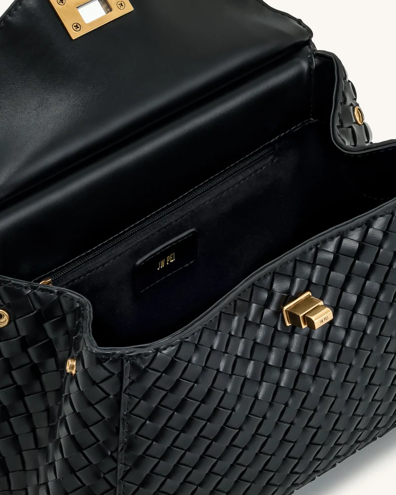 Lucia Klassische Top-Handle Gewebte Tasche - Schwarz