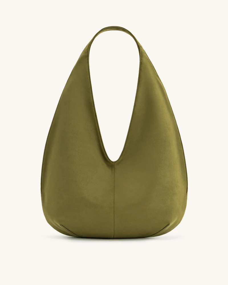 Dara Faux-Suede Hobo-Tasche - Dunkeloliv