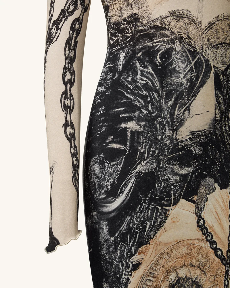 Isabella Kleid mit Vintage-Print - Braun & Schwarz