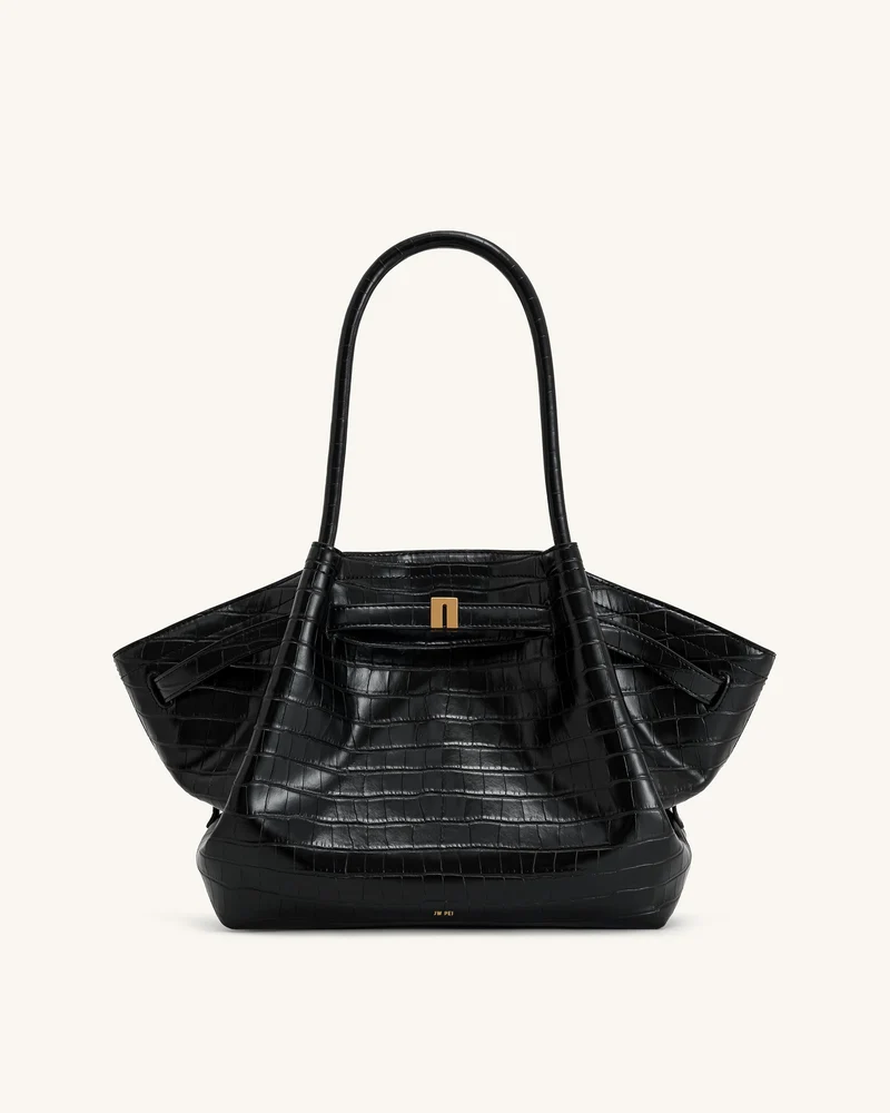 Hana Medium Tote Bag – Schwarzes Krokodil