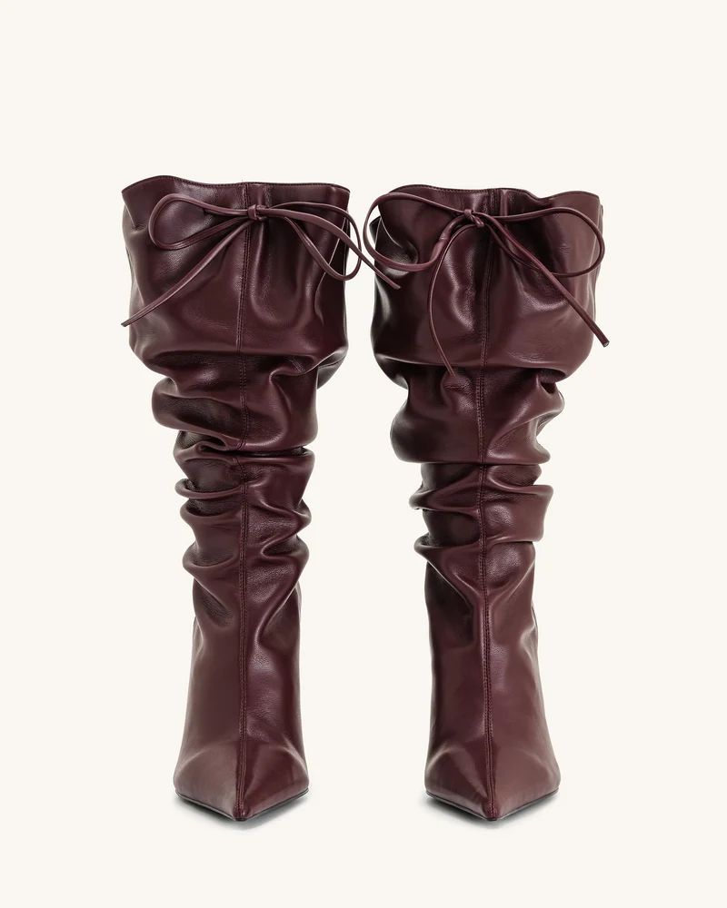 Olivia Lederstiefel mit hohem Absatz - Bordeaux