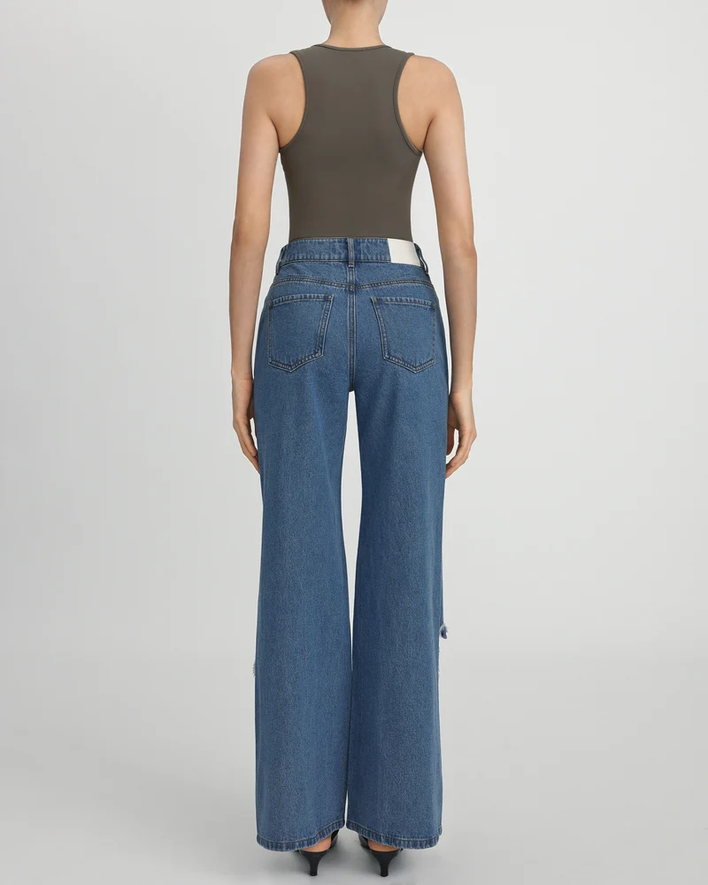Sophia Verzierte Jeans mit Herzausschnitt - Mittelblau