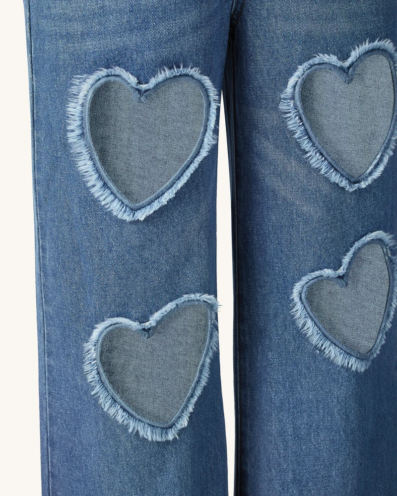 Sophia Verzierte Jeans mit Herzausschnitt - Mittelblau