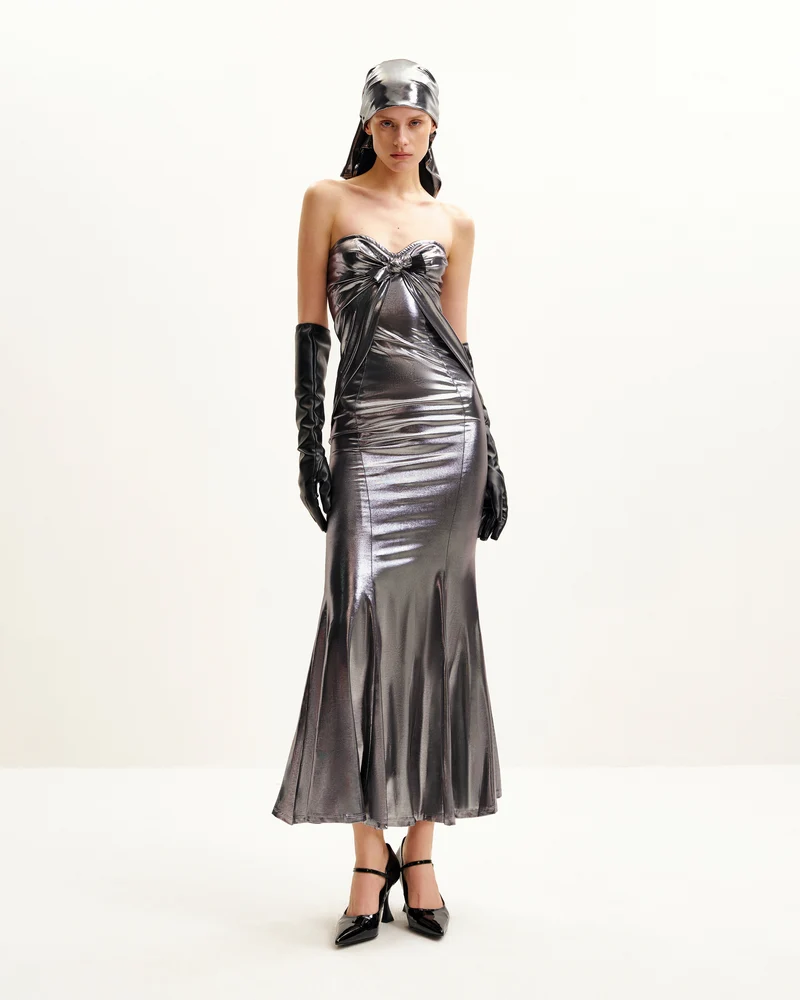 Olivia Silber Maxi-Tubenkleid - Silber