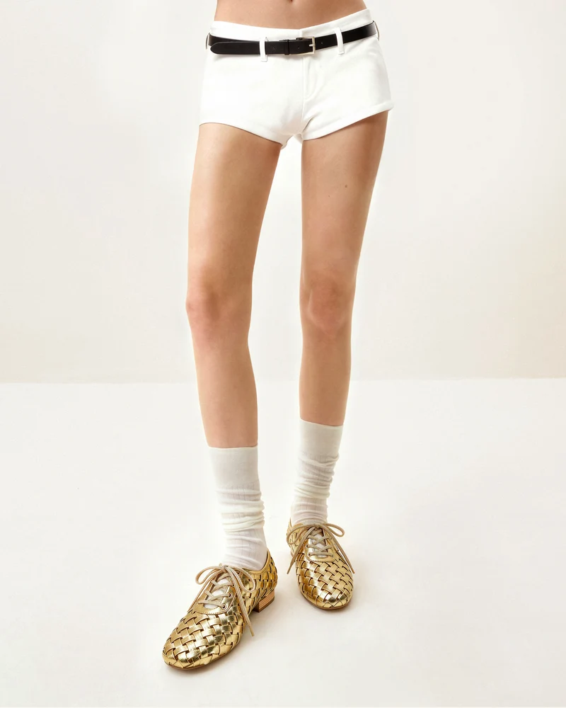 Kayla Geflochtene Riemen Ballerinas - Gold
