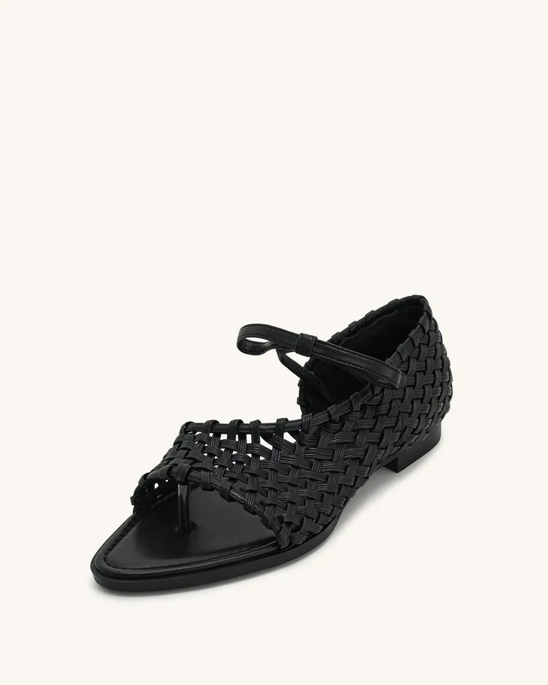 Jocelyn Flip-Flops mit gewebtem Riemen - Schwarz