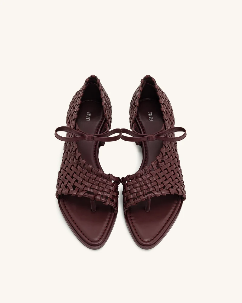 Jocelyn Flip-Flops mit gewebtem Riemen - Dunkelrot