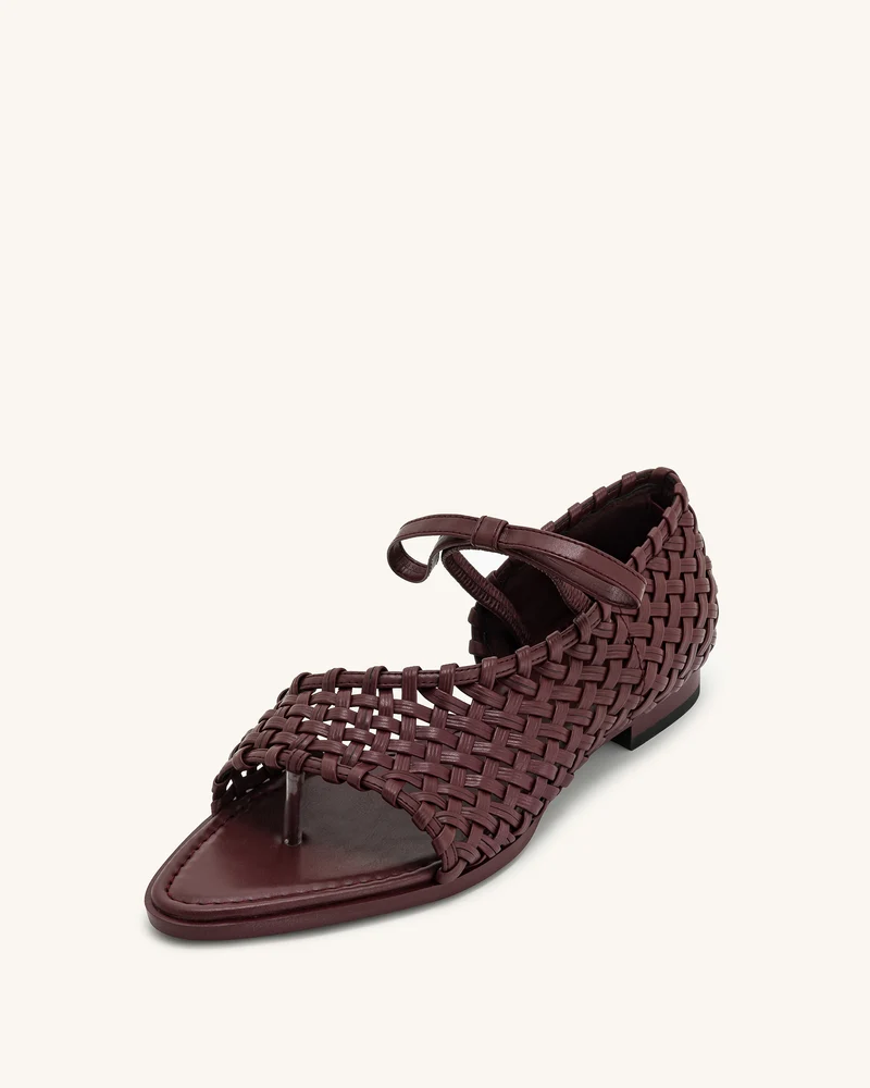 Jocelyn Flip-Flops mit gewebtem Riemen - Dunkelrot