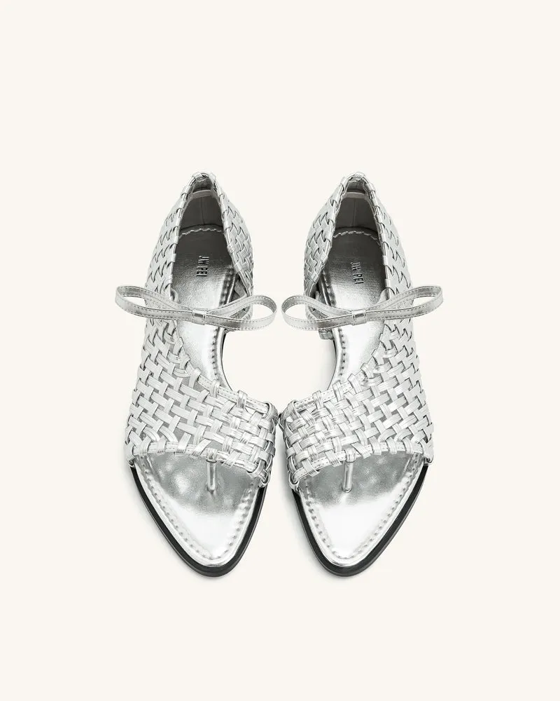 Jocelyn Flip-Flops mit gewebtem Riemen - Silber