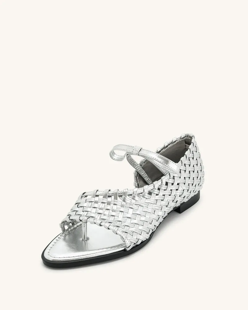 Jocelyn Flip-Flops mit gewebtem Riemen - Silber