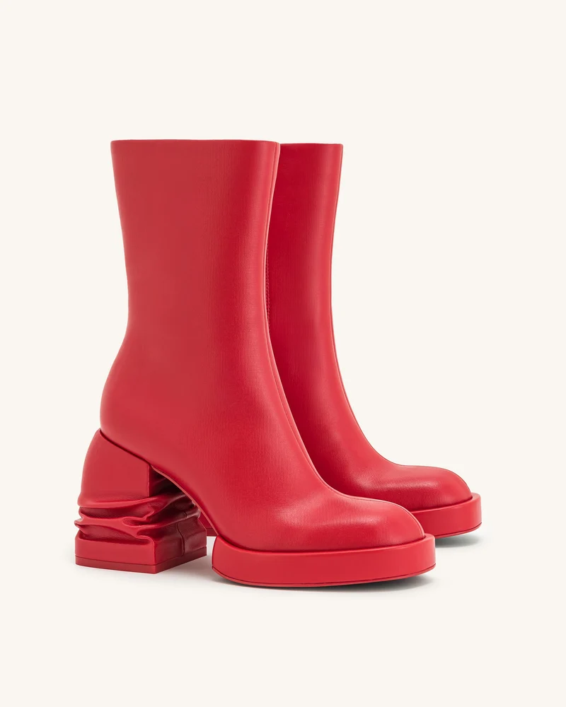 Saylor Plateau-Stiefeletten mit Rundzehen - Rot