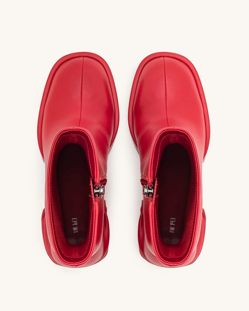 Saylor Plateau-Stiefeletten mit Rundzehen - Rot