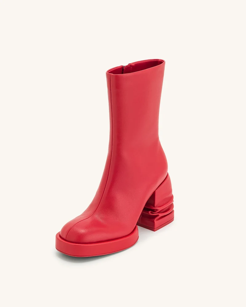 Saylor Plateau-Stiefeletten mit Rundzehen - Rot