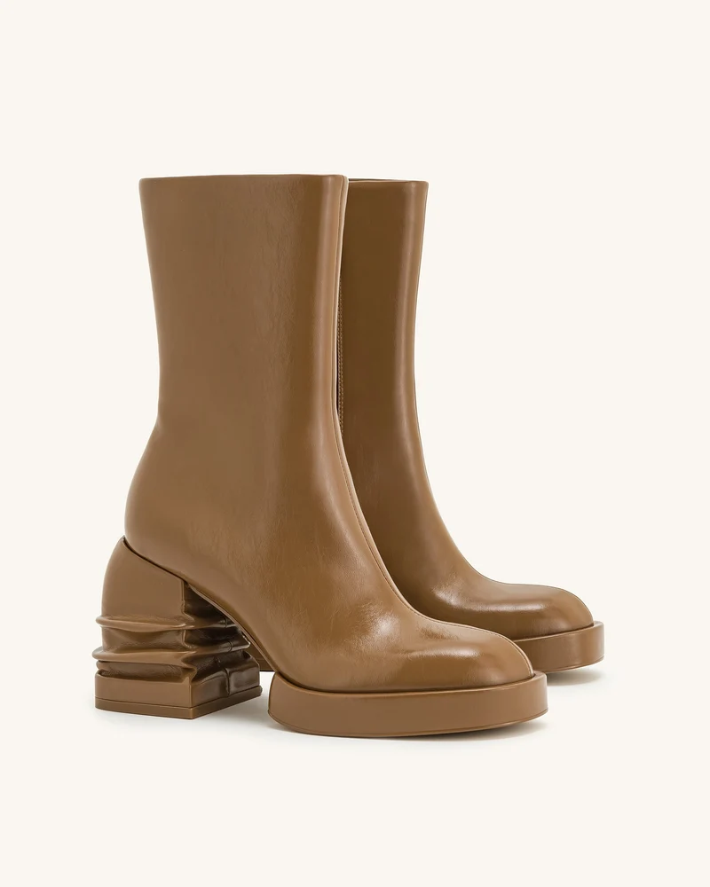 Saylor Plateau-Stiefeletten mit Rundzehen - Braun
