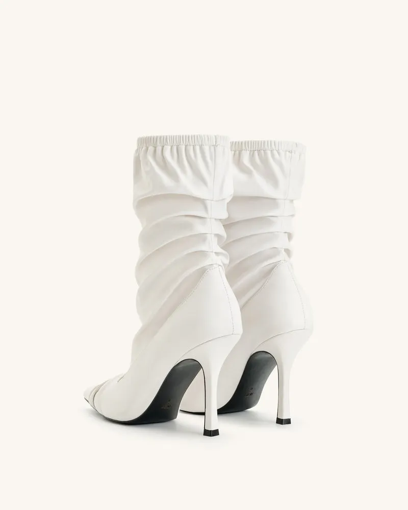 Joanne Lederstiefeletten mit Paneel-Details - Weiß