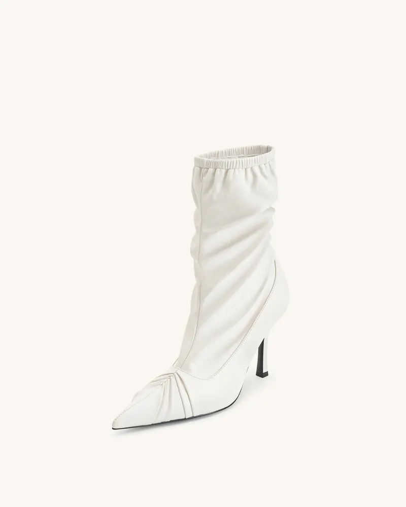 Joanne Lederstiefeletten mit Paneel-Details - Weiß