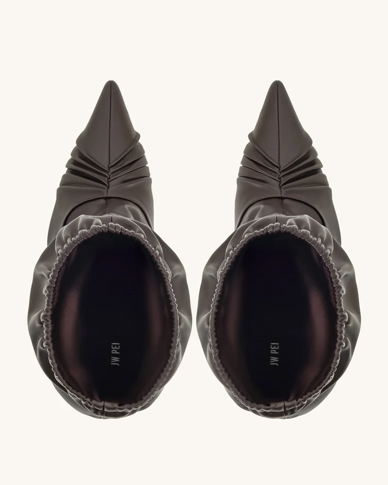 Joanne Lederstiefeletten mit Paneel-Details- Burgundy