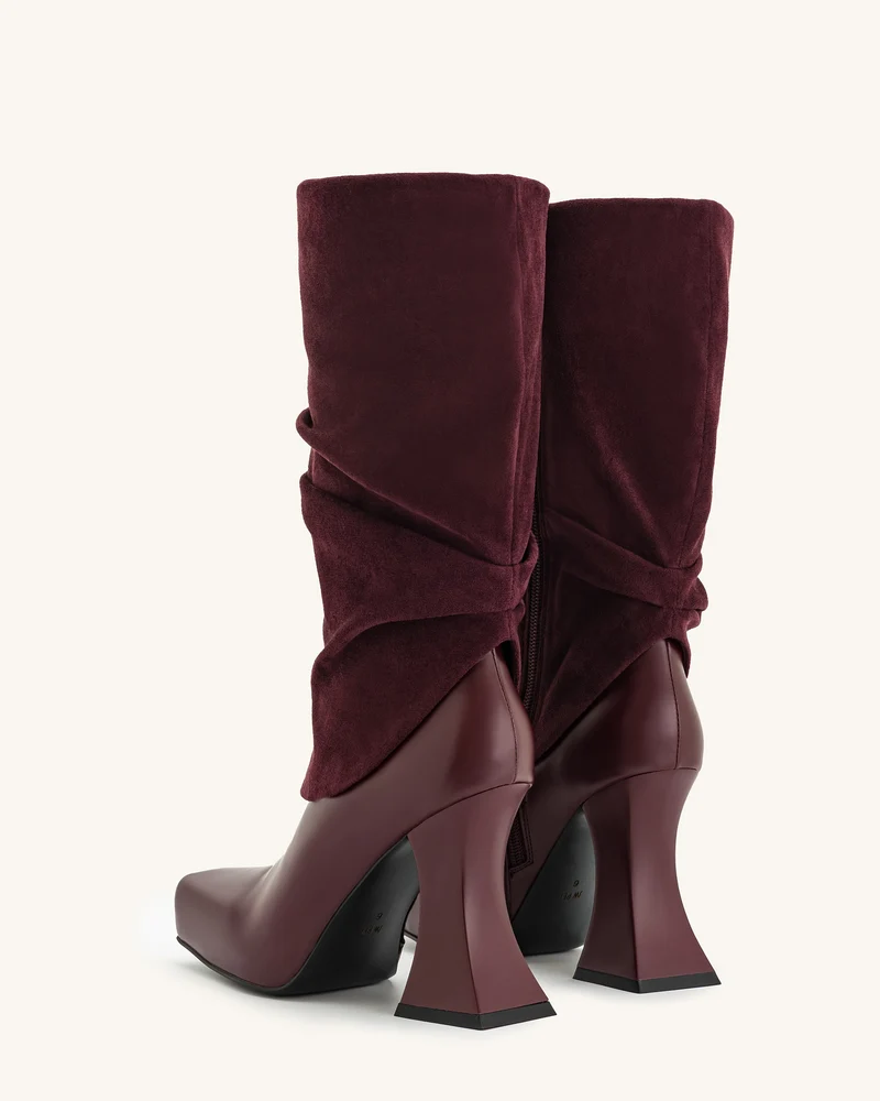 Reyna Quadratzehen-Plateau-Strickstiefel - Karmesinrot