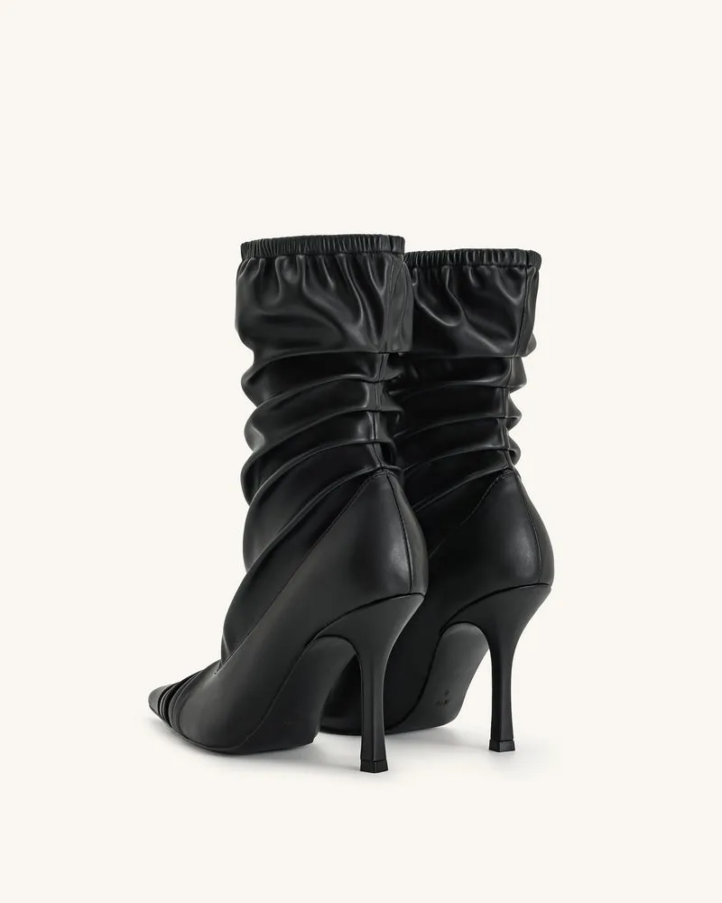 Joanne Lederstiefeletten mit Paneel-Details - Schwarz