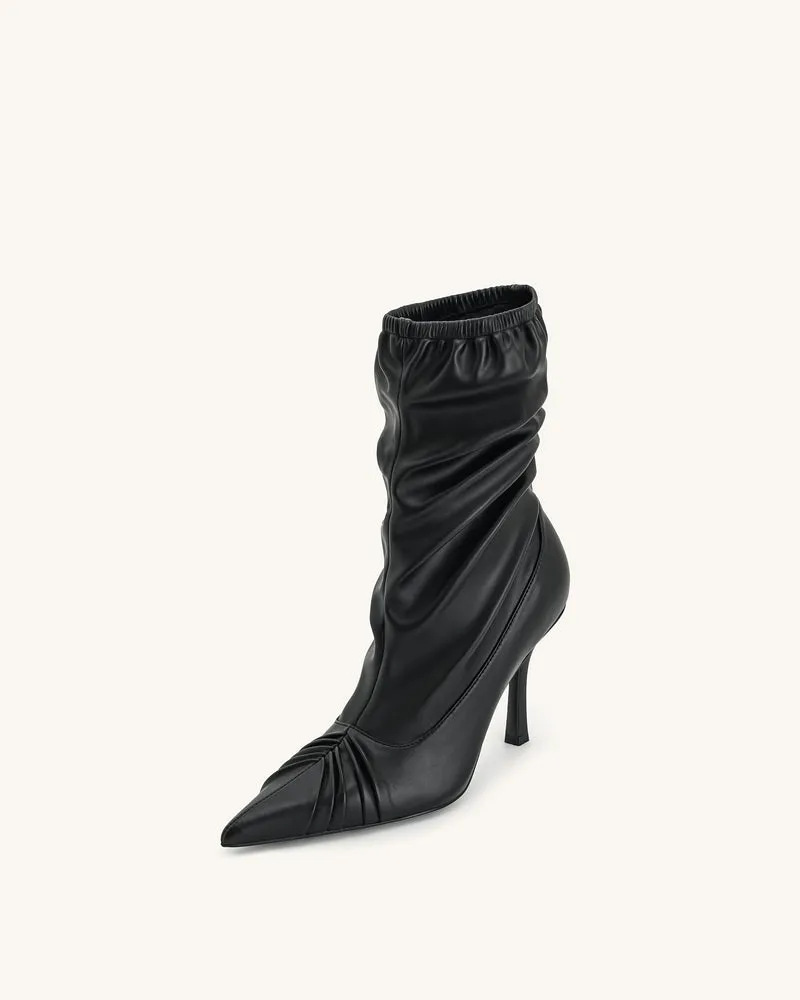 Joanne Lederstiefeletten mit Paneel-Details - Schwarz