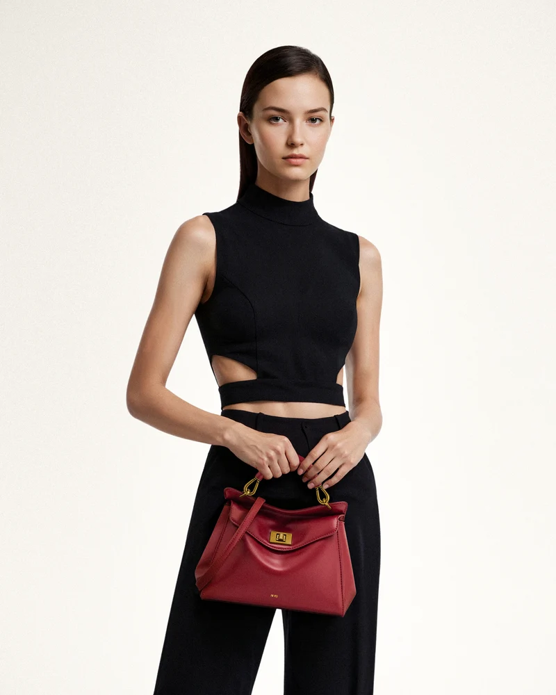 Lucia Klassische Top-Handtasche - Bordeauxrot