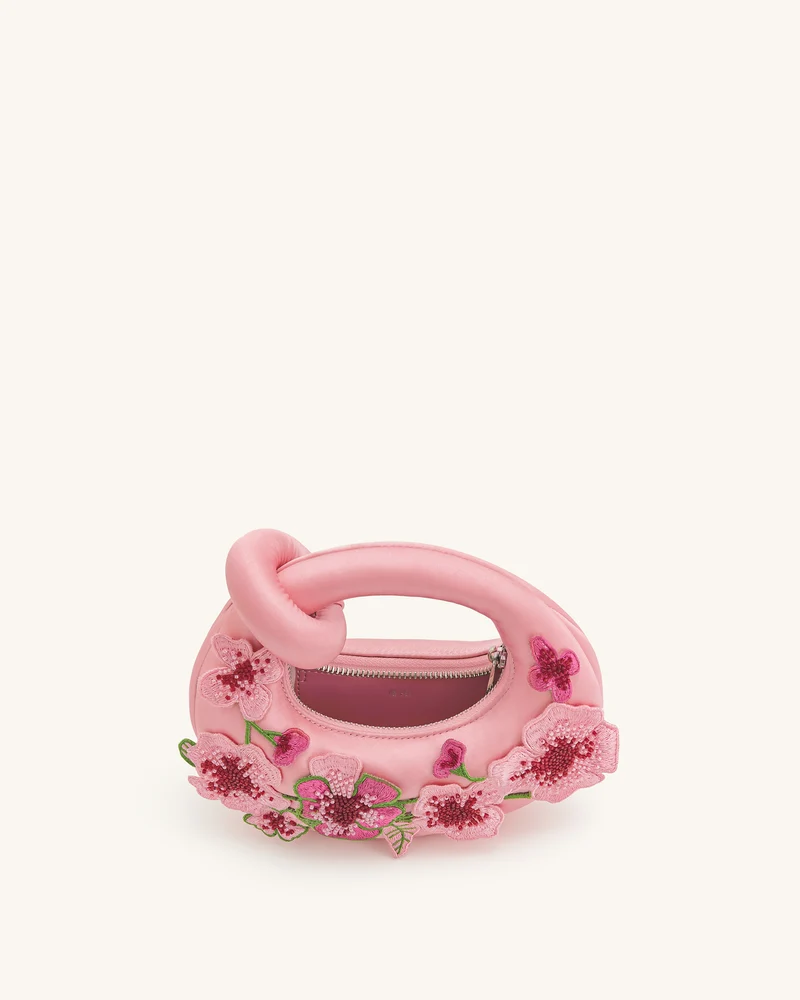 Abacus Mini-Handtasche mit floralem Stickerei - Rosa
