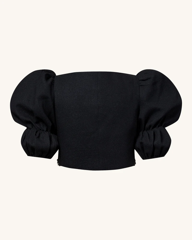 Perlenverzierte Tweed-Set - Schwarz