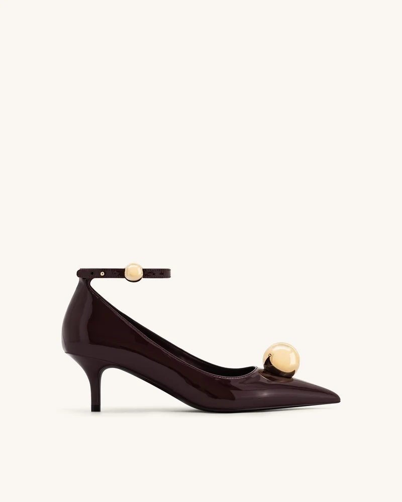 Jewel Buckle Kitten Heels Pumps - Weinrot