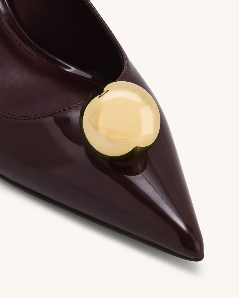 Jewel Buckle Kitten Heels Pumps - Weinrot